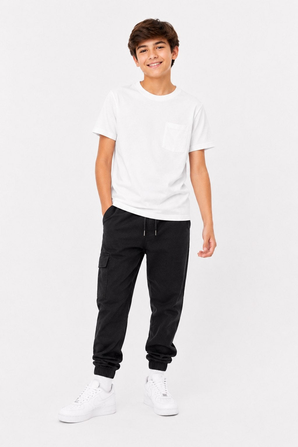 5-14 Yaş cepli basic T-shirt