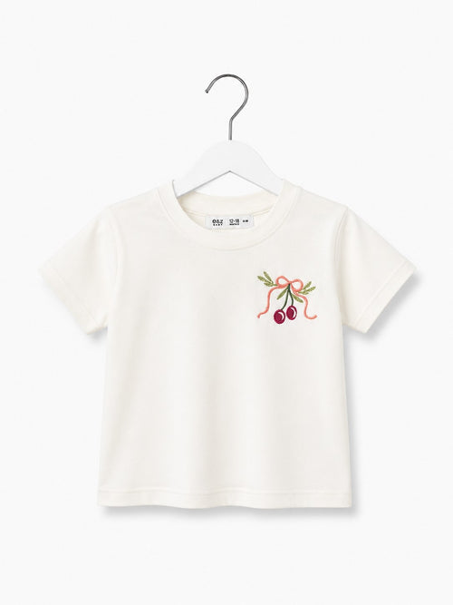 1-5 Yaş kiraz nakışlı T-shirt ve taytlı takım