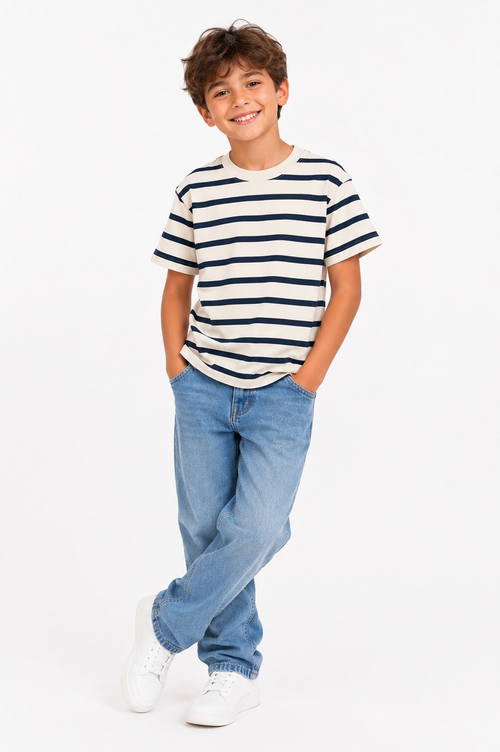 6-9 Yaş Unisex Çizgili T-shirt