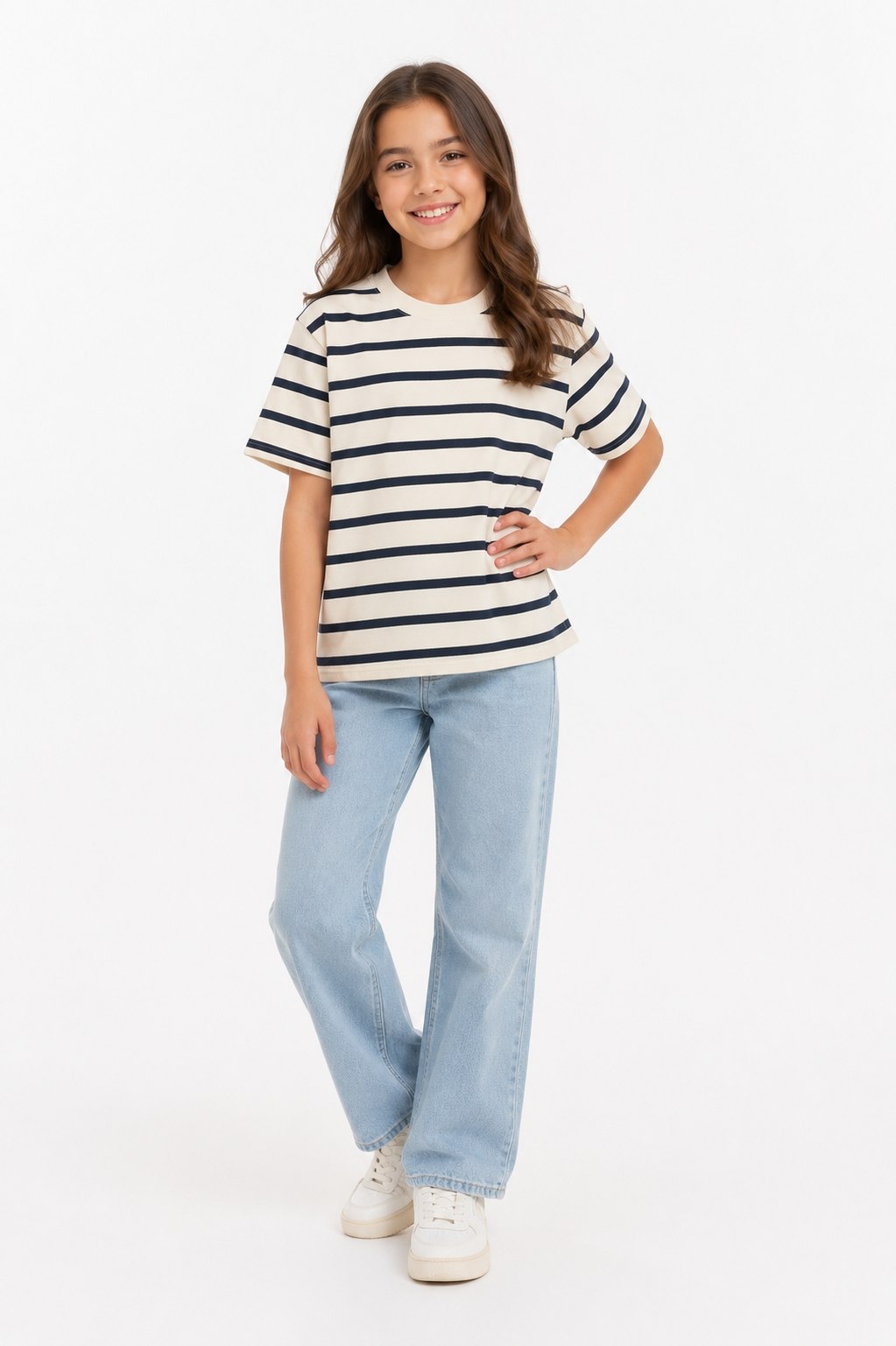 6-9 Yaş Unisex Çizgili T-shirt